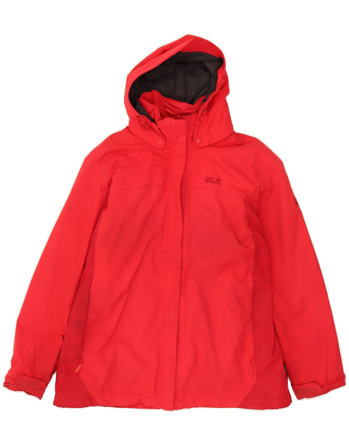 JACK WOLFSKIN Womens Hooded Windbreaker Jacket UK 18 XL Red Polyester Vintage Jack Wolfskin and Second-Hand Jack Wolfskin from Messina Hembry 