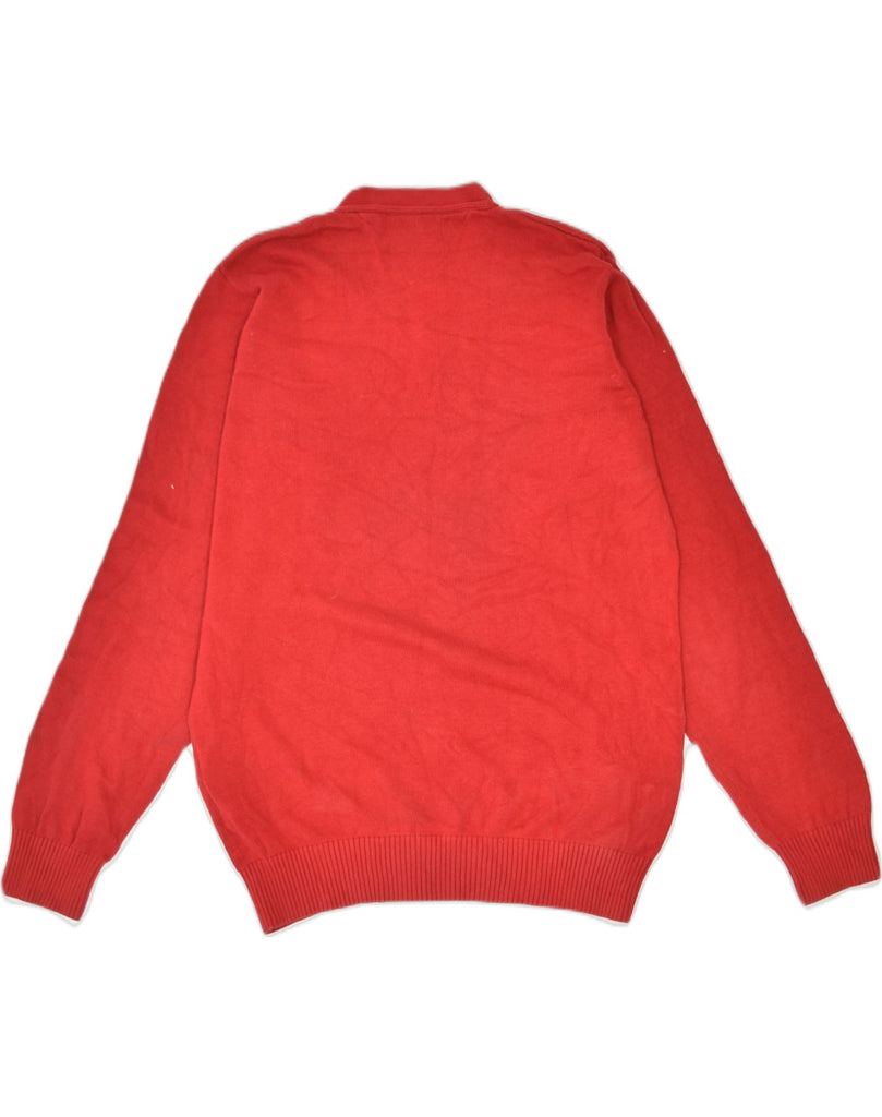 TOMMY HILFIGER Mens V-Neck Jumper Sweater Small Red Cotton | Vintage Tommy Hilfiger | Thrift | Second-Hand Tommy Hilfiger | Used Clothing | Messina Hembry 