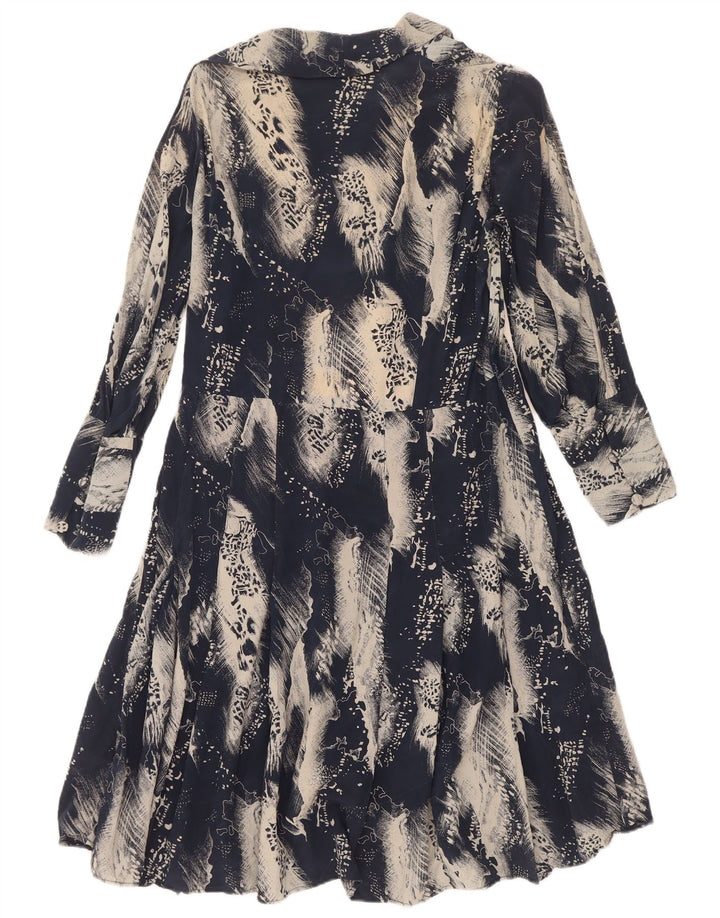 Vintage Womens Long Sleeve A-Line Dress UK 14 Medium Navy Blue