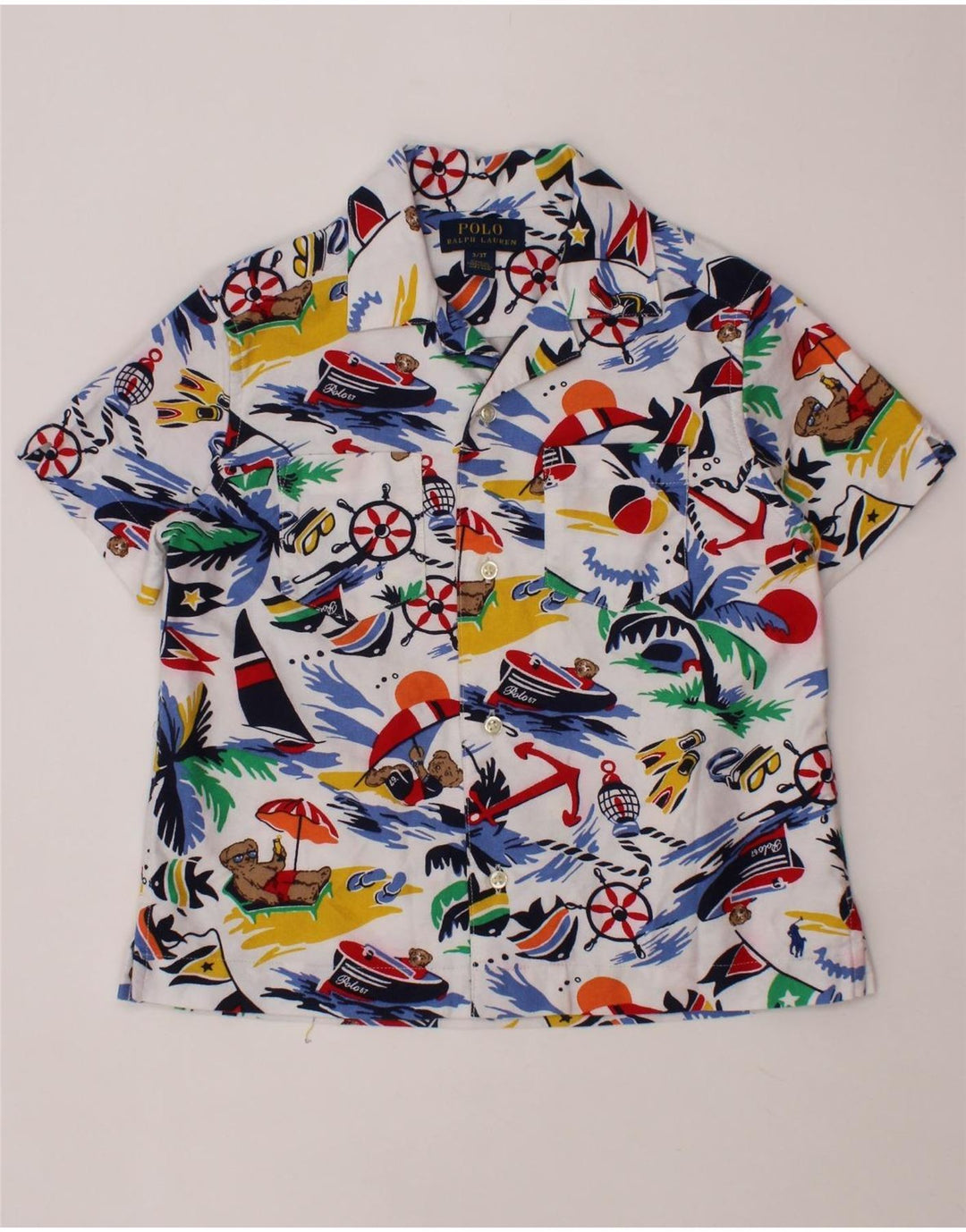 POLO RALPH LAUREN Boys Short Sleeve Shirt 2-3 Years Multicoloured Hawaiian