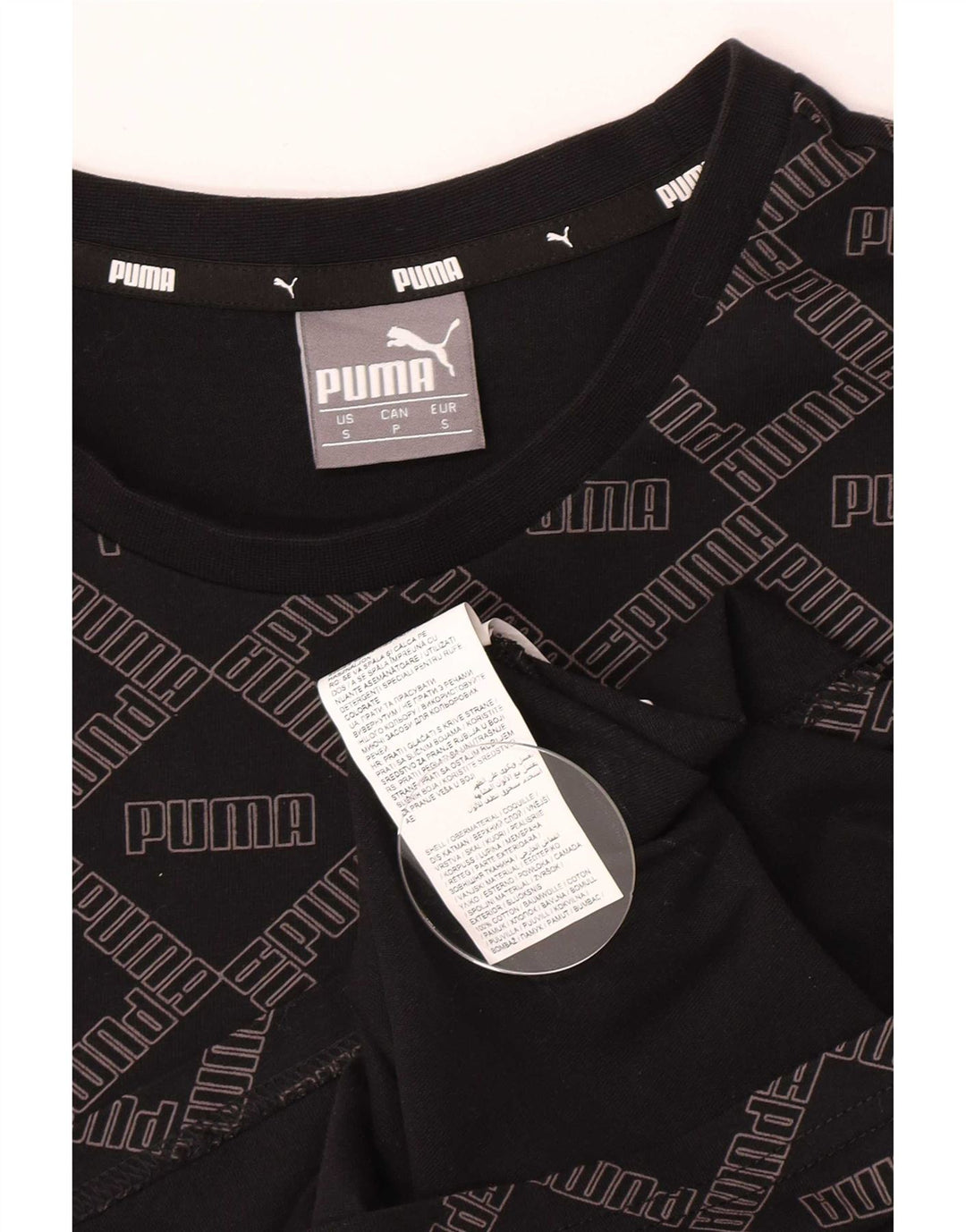 Puma Mens Graphic T-Shirt Top Small Black Cotton