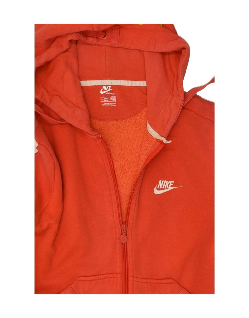 NIKE Girls Zip Hoodie Sweater 14-15 Years Large Red Colourblock Cotton | Vintage Nike | Thrift | Second-Hand Nike | Used Clothing | Messina Hembry 