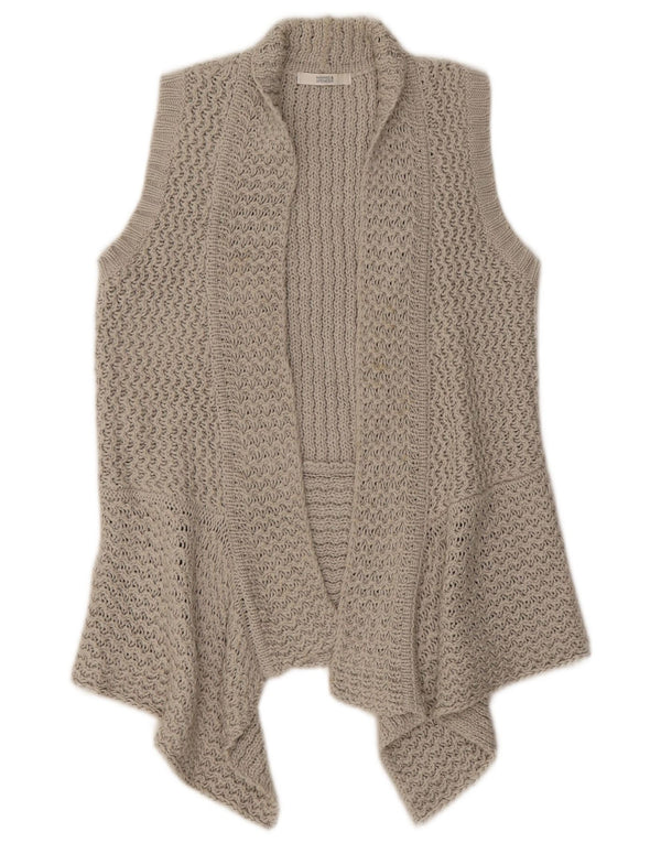 Marks & Spencer Womens Sleeveless Open Cardigan Sweater UK 10 Small Grey
