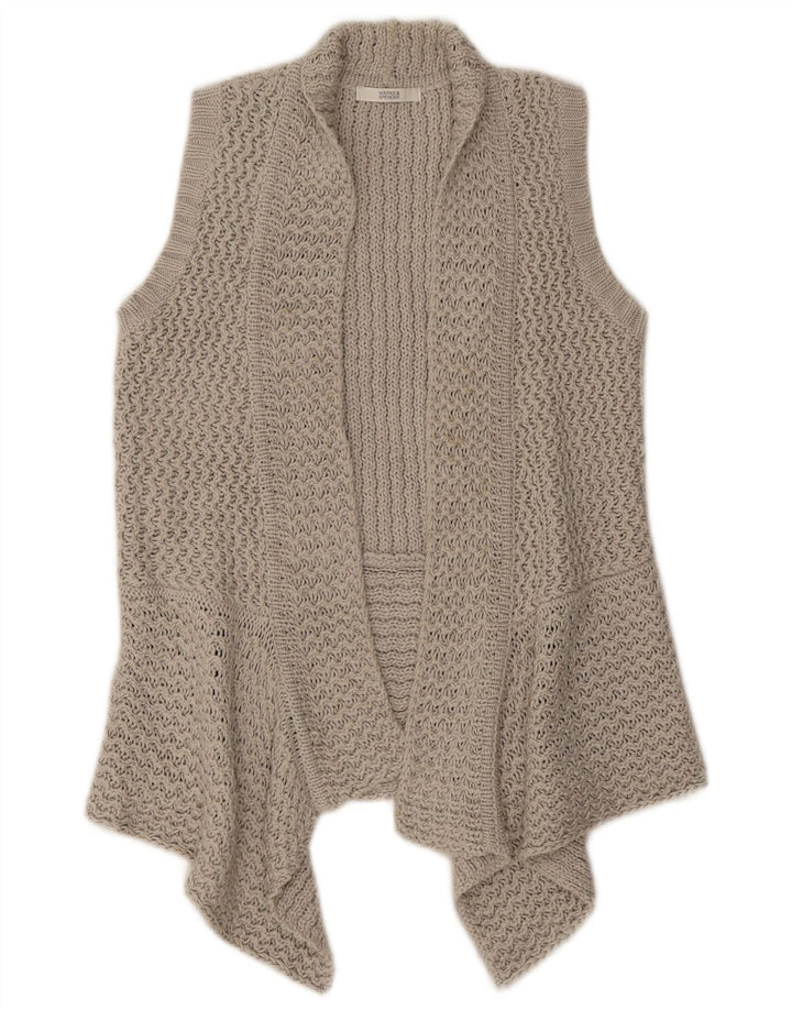 Marks & Spencer Womens Sleeveless Open Cardigan Sweater UK 10 Small Grey