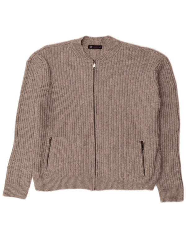 Marks & Spencer Womens Oversized Crop Cardigan Sweater UK 16 Large Grey