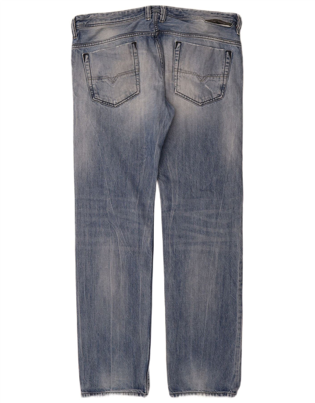Diesel Mens Distressed Straight Jeans  W36 L34 Blue Cotton