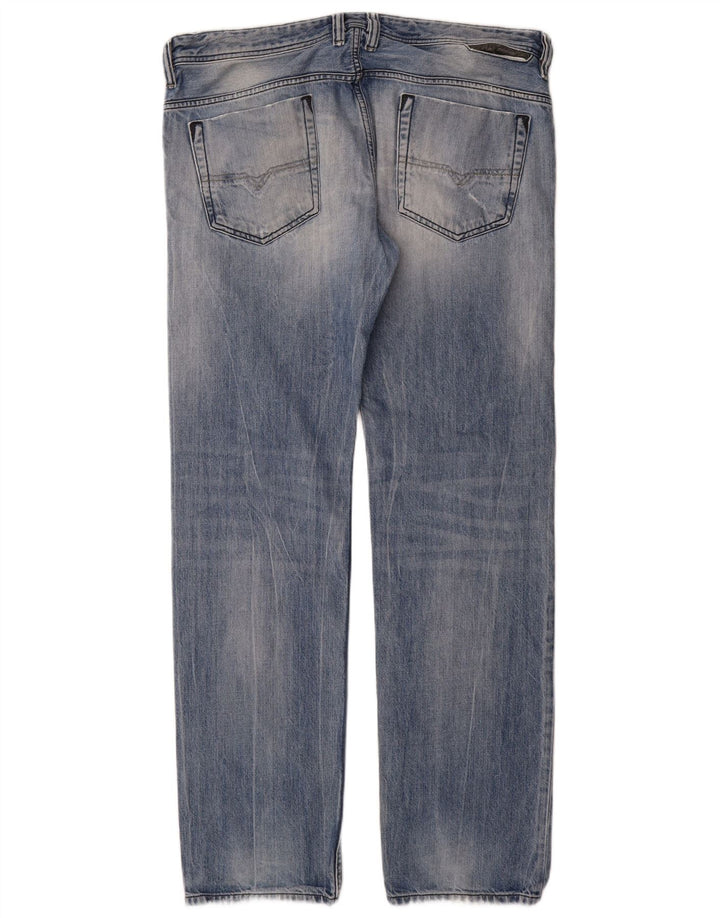 Diesel Mens Distressed Straight Jeans  W36 L34 Blue Cotton