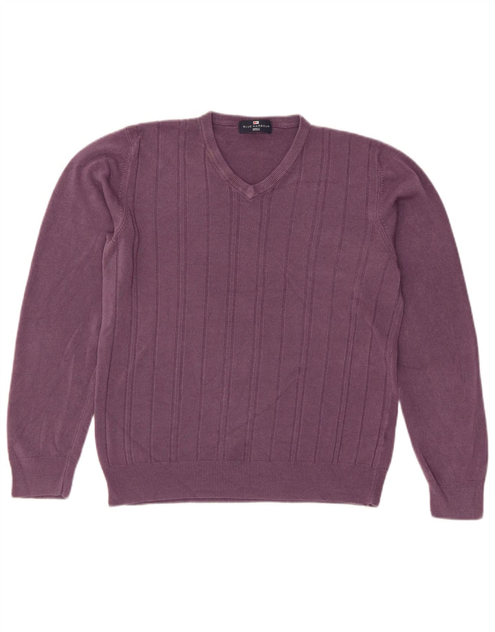 Marks & Spencer Womens V-Neck Jumper Sweater UK 14 Medium Purple