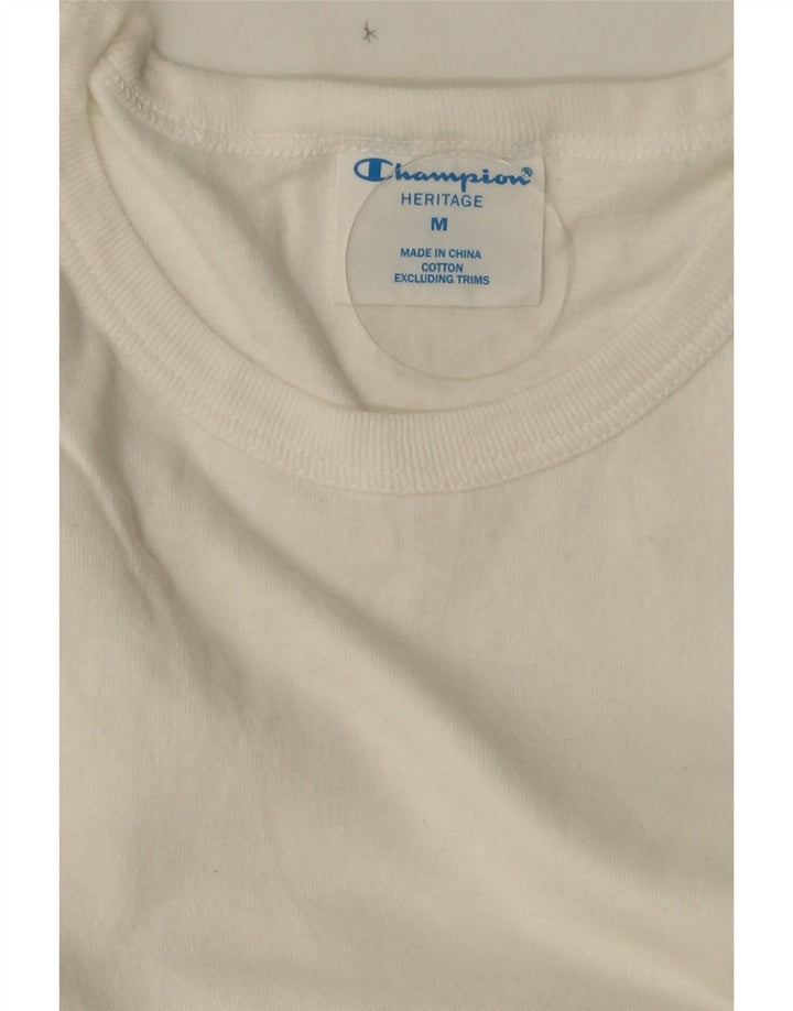 CHAMPION Mens Heritage T-Shirt Top Medium White Cotton