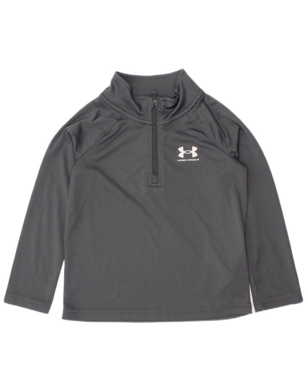 Under Armour Boys Zip Neck Pullover Tracksuit Top 2-3 Years Grey Polyester