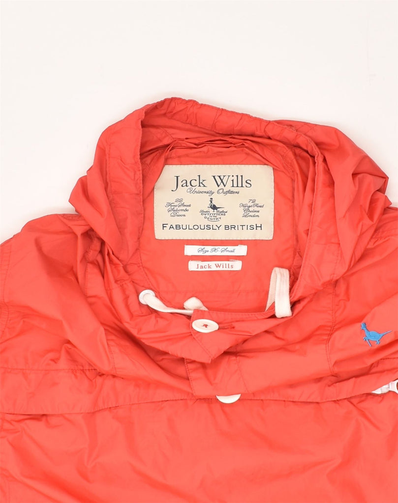 JACK WILLS Mens Hooded Pullover Rain Jacket UK 34 XS Red Polyester | Vintage Jack Wills | Thrift | Second-Hand Jack Wills | Used Clothing | Messina Hembry 