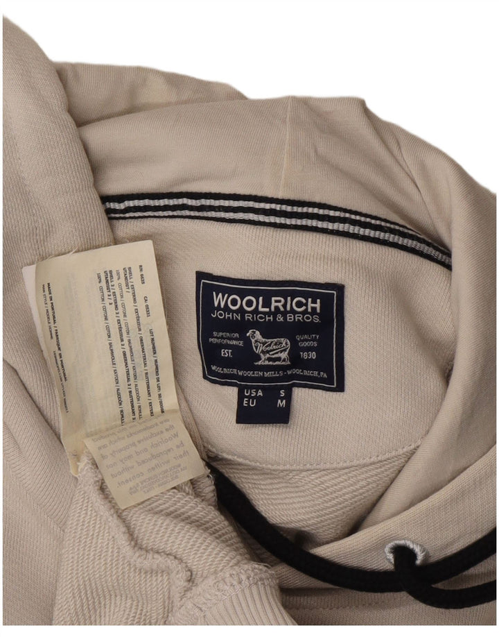 WOOLRICH Mens Graphic Hoodie Jumper Small Off White Colourblock Cotton