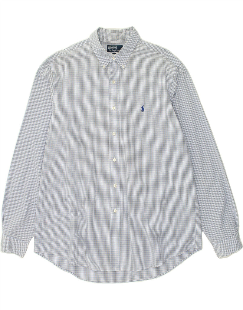 POLO RALPH LAUREN Mens Shirt Size 17 1/2 XL Blue Check Cotton | Vintage Polo Ralph Lauren | Thrift | Second-Hand Polo Ralph Lauren | Used Clothing | Messina Hembry 