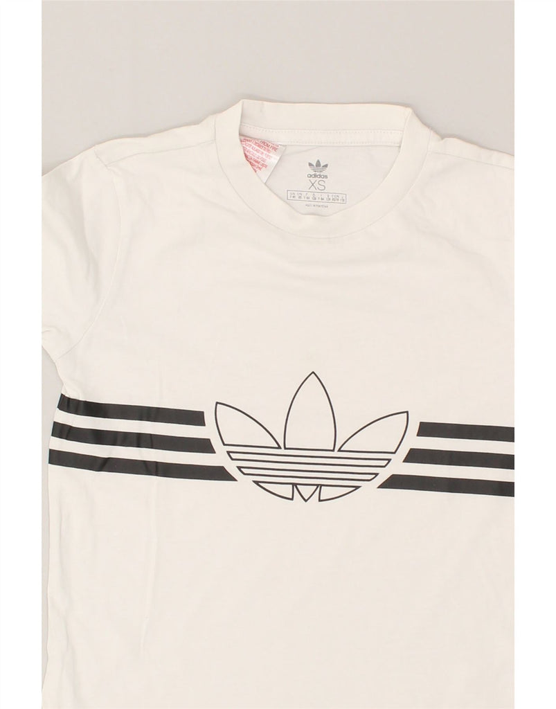 ADIDAS Boys Graphic T-Shirt Top 7-8 Years XS White Cotton | Vintage Adidas | Thrift | Second-Hand Adidas | Used Clothing | Messina Hembry 