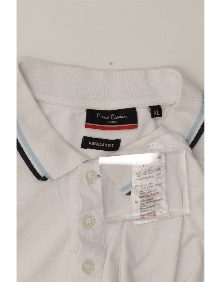 PIERRE CARDIN Mens Regular Fit Polo Shirt XL White Cotton Vintage Pierre Cardin and Second-Hand Pierre Cardin from Messina Hembry 
