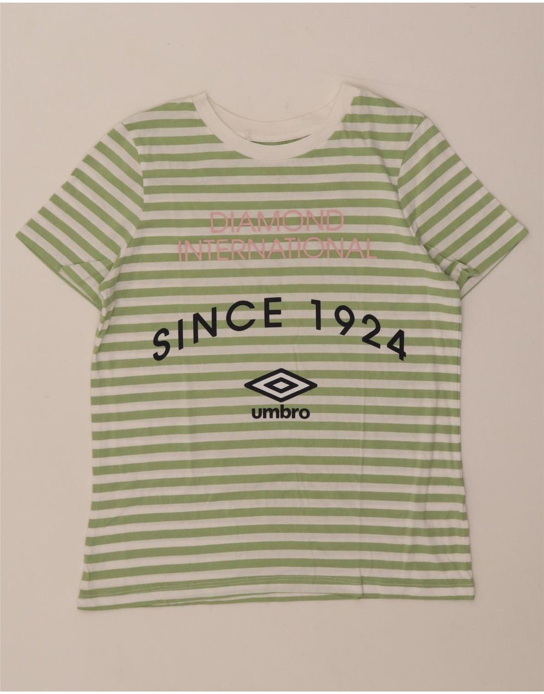 UMBRO Womens Graphic T-Shirt Top UK 12 Medium Green Striped