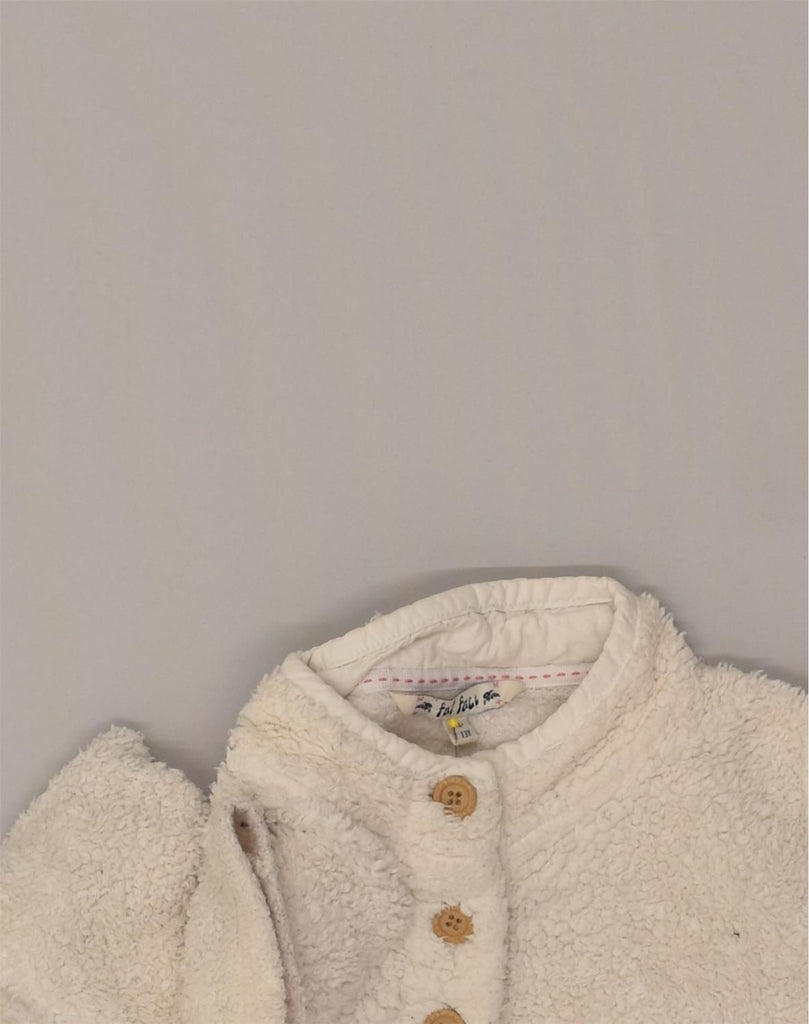 FAT FACE Girls Button Neck Fleece Jumper 12-13 Years White Polyester | Vintage Fat Face | Thrift | Second-Hand Fat Face | Used Clothing | Messina Hembry 