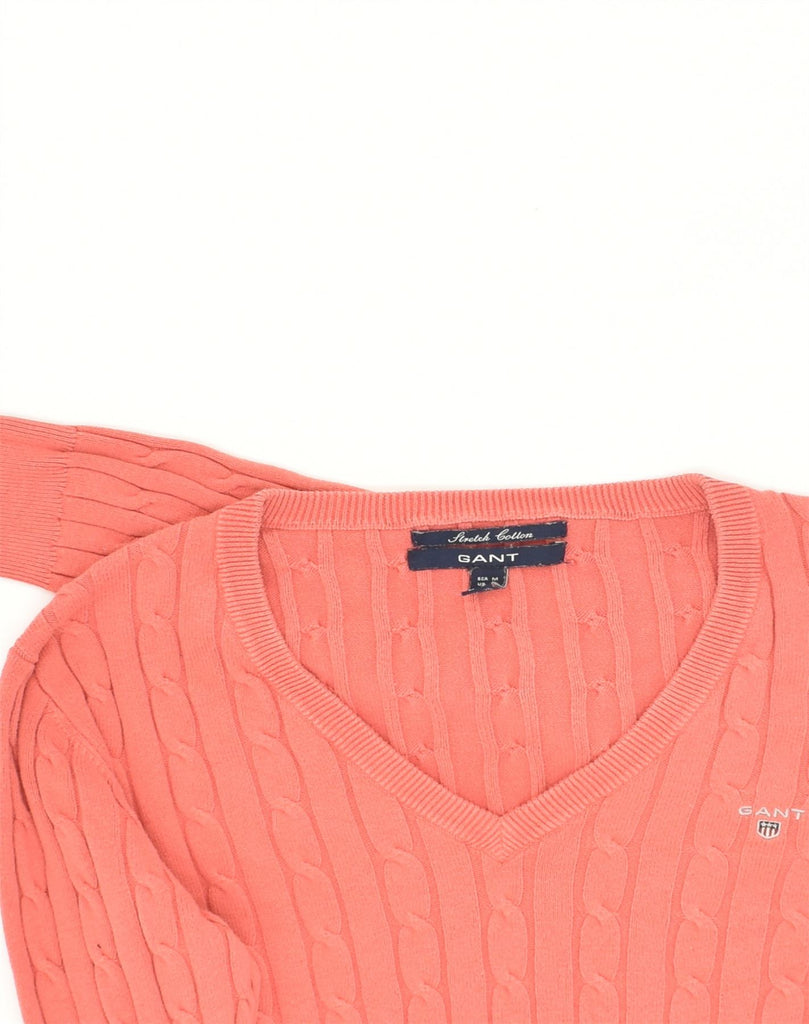 GANT Womens V-Neck Jumper Sweater UK 12 Medium Orange Cotton | Vintage Gant | Thrift | Second-Hand Gant | Used Clothing | Messina Hembry 