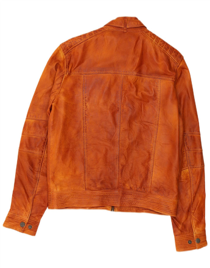 AUTARK Mens Leather Jacket UK 36 Small Brown Leather