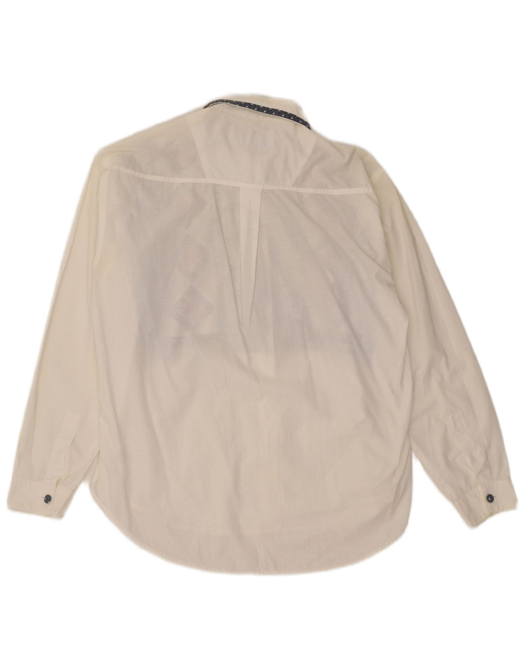 Vintage Womens Oversized Shirt Blouse UK 14 Medium White Geometric Cotton