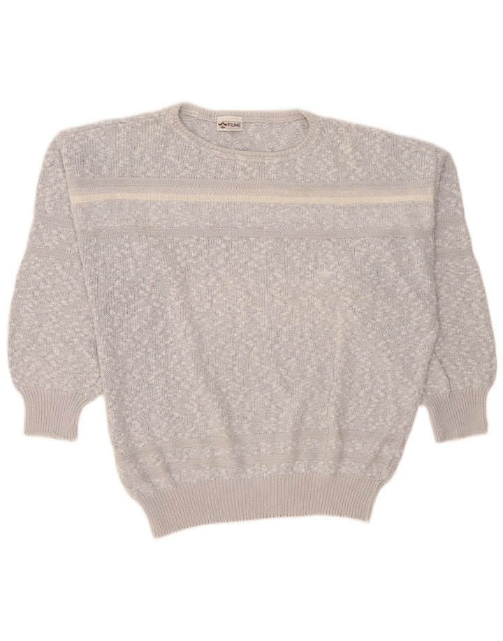 Fiume Mens Loose Fit Crew Neck Jumper Sweater IT 50 Medium Grey Flecked