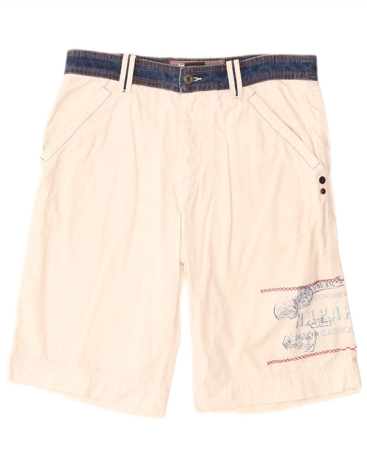 Napapijri Mens Graphic Cargo Shorts IT 46 Small W30 White