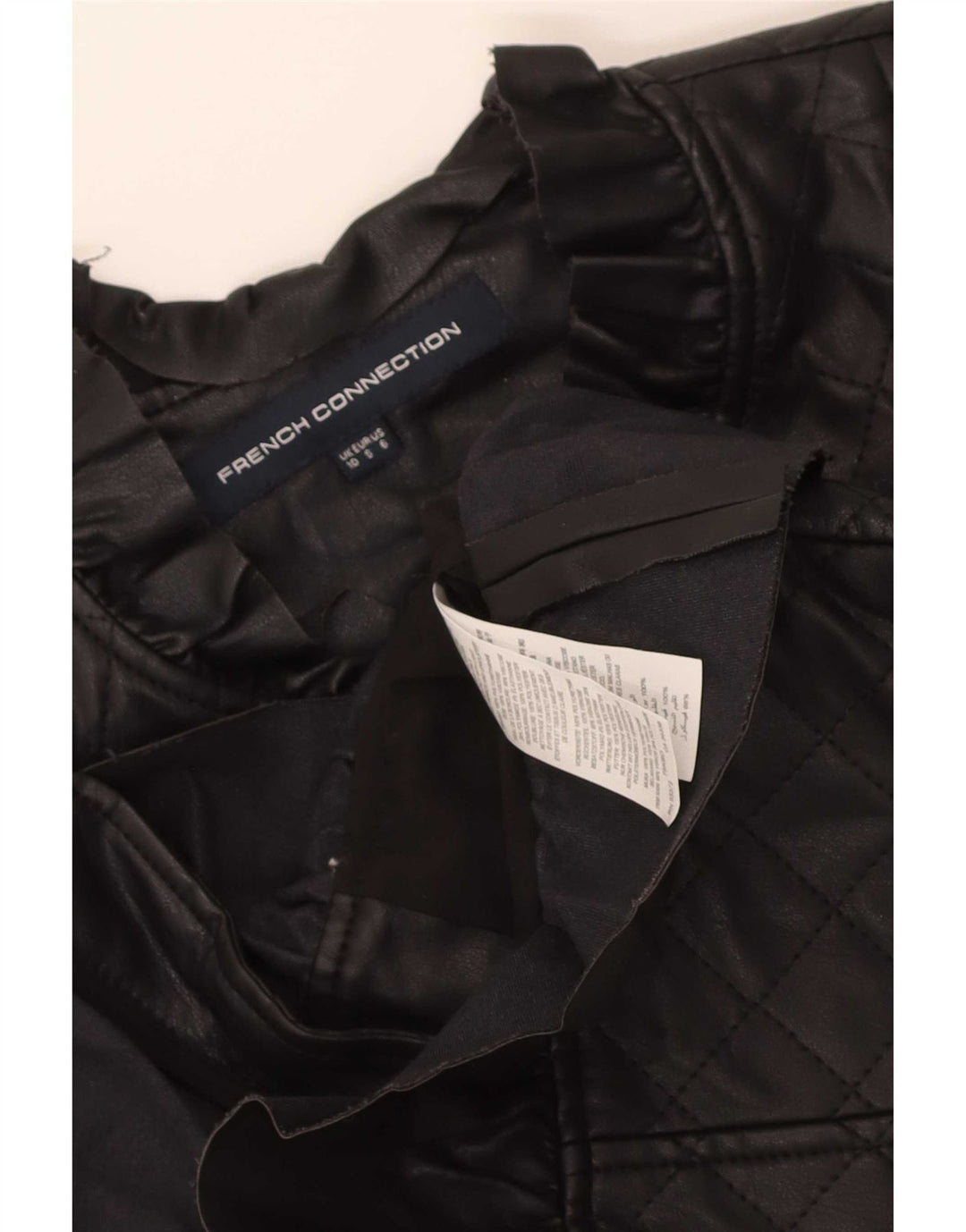 French Connection Womens Faux Leather Quilted Jacket UK 10 Small Black