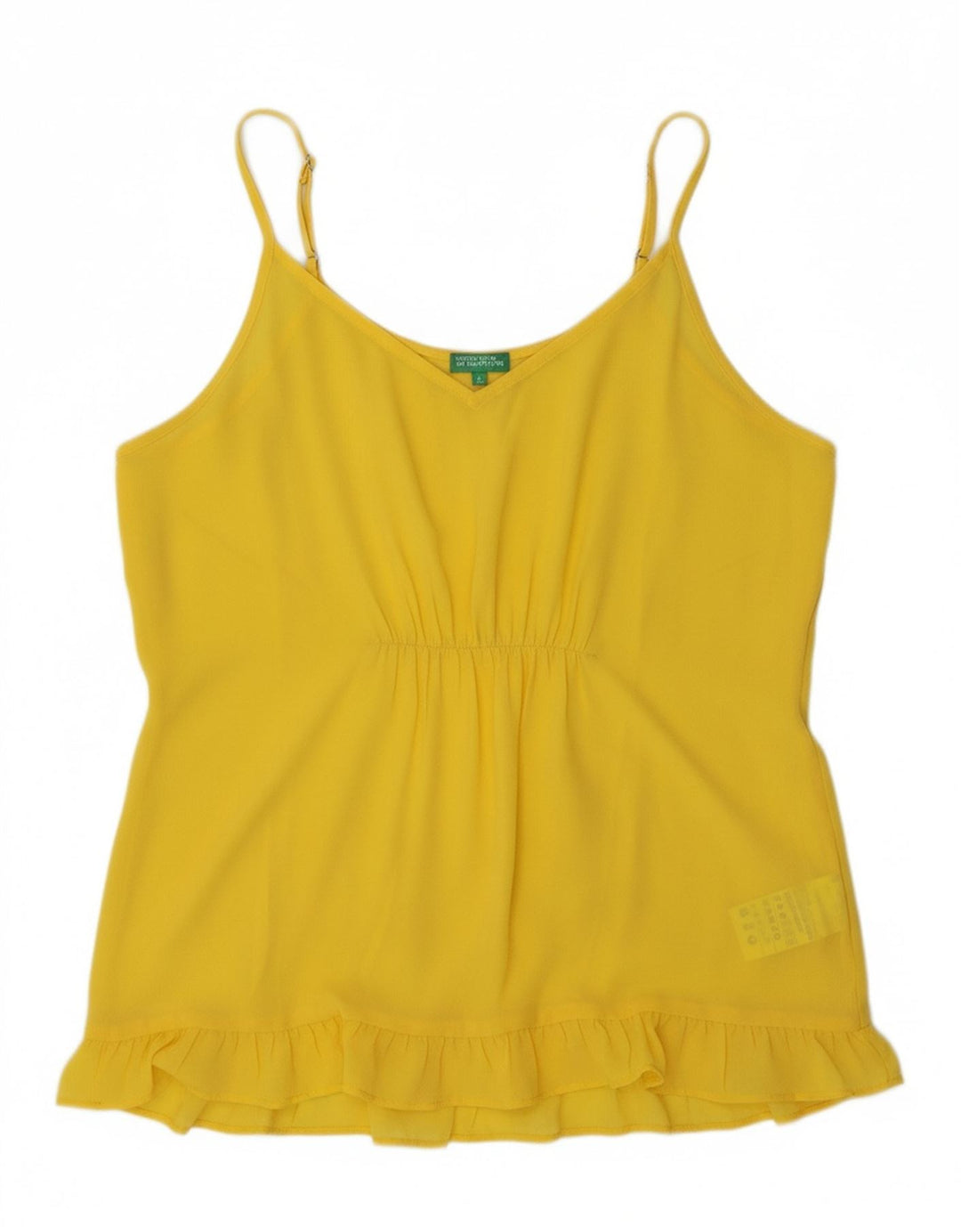 BENETTON Womens Cami Top UK 10 Small Yellow Polyester