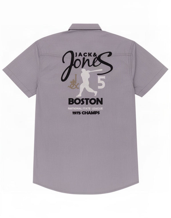 Jack & Jones Mens Graphic Short Sleeve Shirt Medium Blue Pinstripe Cotton