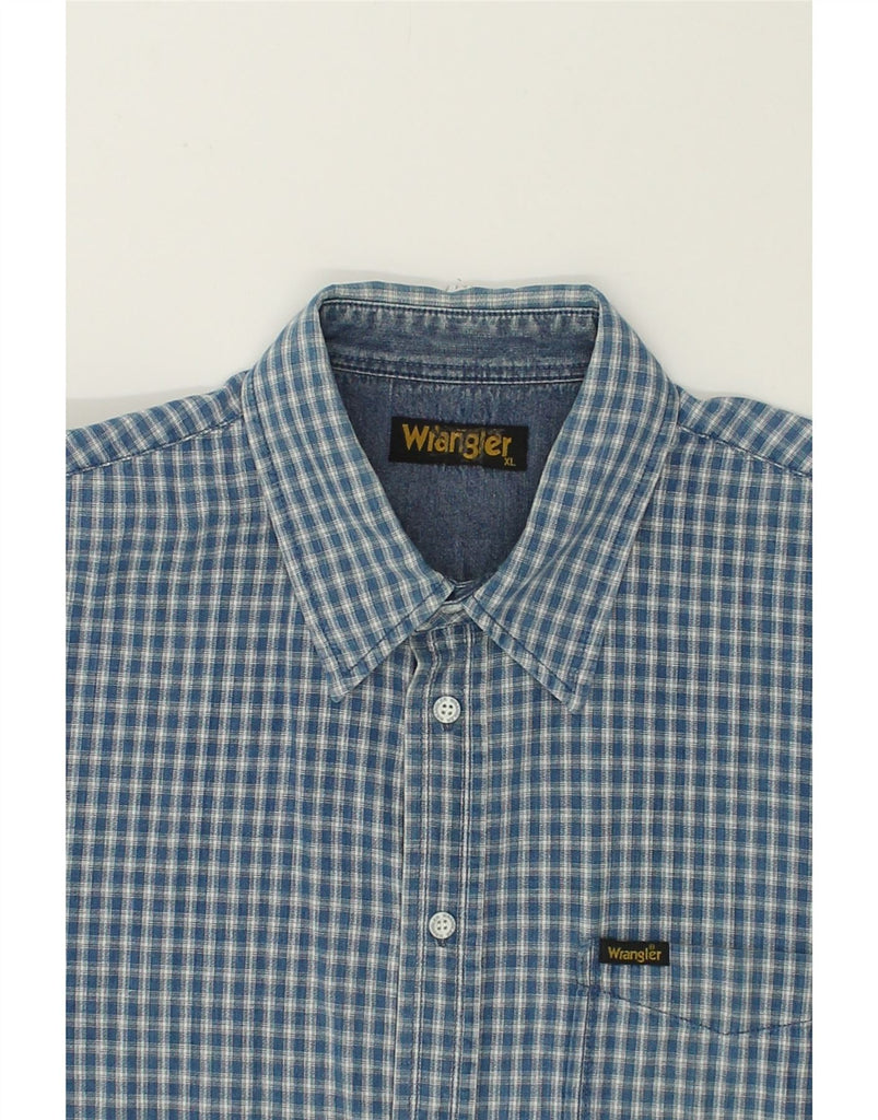 WRANGLER Mens Shirt XL Blue Check Cotton | Vintage Wrangler | Thrift | Second-Hand Wrangler | Used Clothing | Messina Hembry 