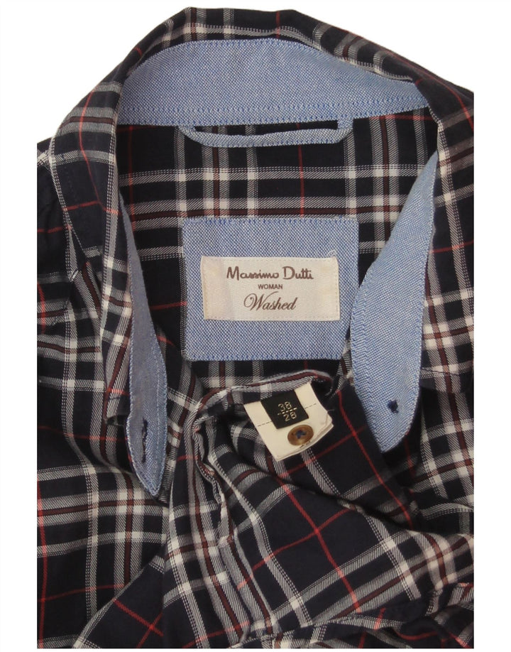 Massimo Dutti Womens Shirt EU 38 Small Navy Blue Check