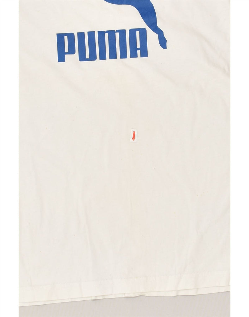 PUMA Mens Graphic T-Shirt Top Small White Cotton | Vintage Puma | Thrift | Second-Hand Puma | Used Clothing | Messina Hembry 