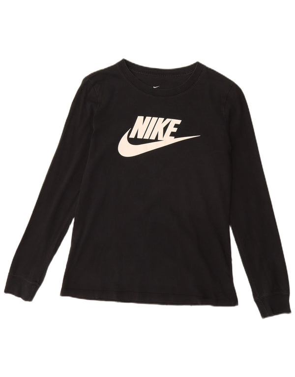 NIKE Womens Graphic Top Long Sleeve UK 10 Small Black