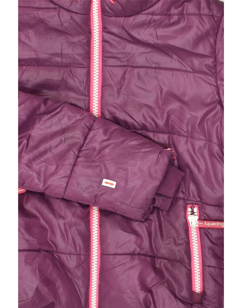 SUPERDRY Womens Hooded Padded Jacket UK 14 Medium Purple Polyester | Vintage Superdry | Thrift | Second-Hand Superdry | Used Clothing | Messina Hembry 