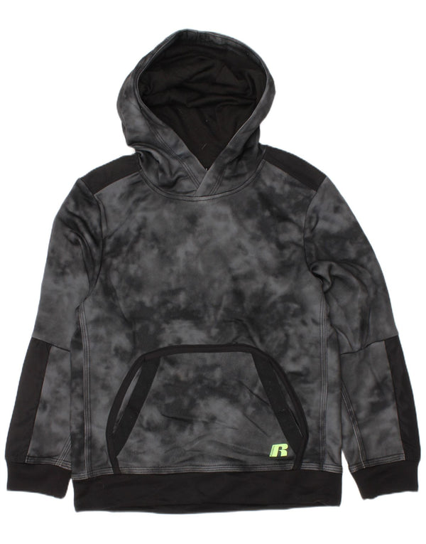 Russell Athletic Boys Hoodie Jumper 6-7 Years Small Grey Tie Dye Polyester