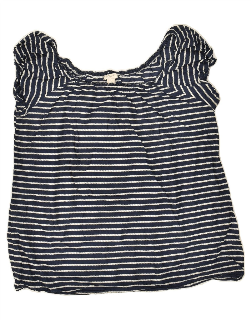 J. CREW Womens Blouse Top UK 14 Large Navy Blue Striped Cotton | Vintage J. Crew | Thrift | Second-Hand J. Crew | Used Clothing | Messina Hembry 