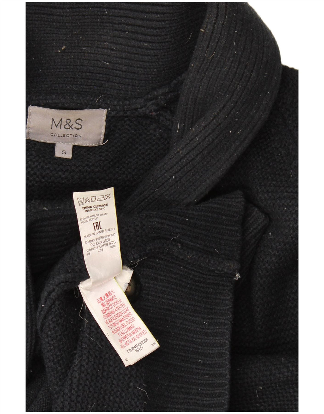 Marks & Spencer Mens Cardigan Sweater Small Navy Blue Acrylic