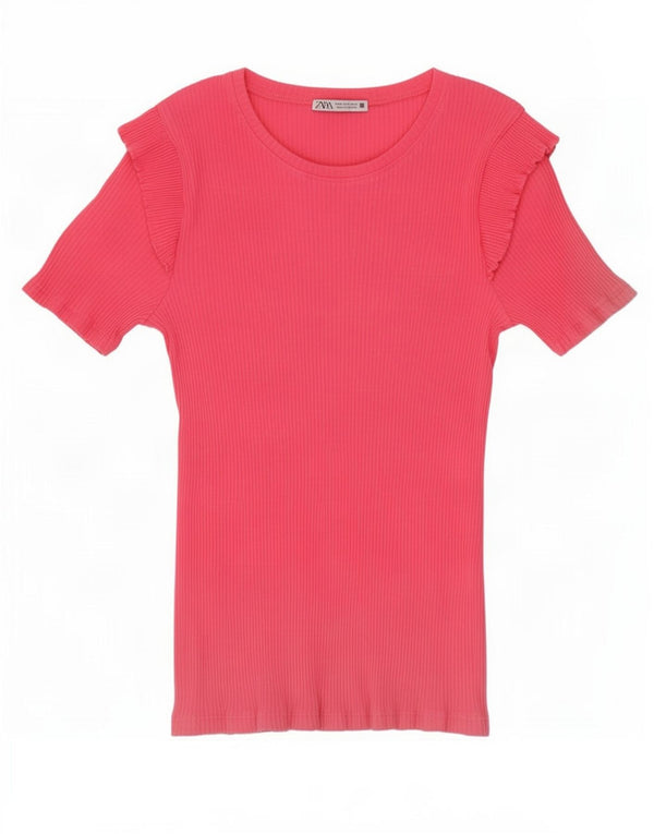 Zara Womens T-Shirt Top UK 12 Medium Pink