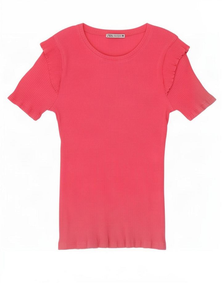 Zara Womens T-Shirt Top UK 12 Medium Pink