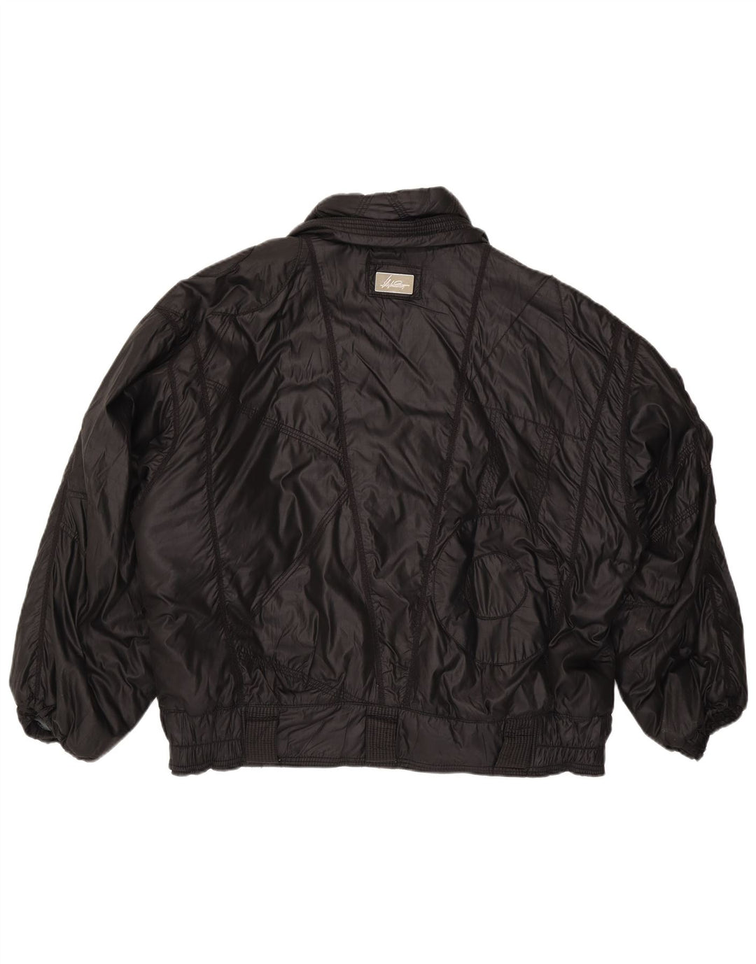 Vintage Womens Bomber Jacket IT 52 XL Black Polyamide