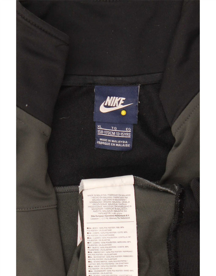 Nike Boys Tracksuit Top Jacket 13-14 Years XL Grey Colourblock Polyester