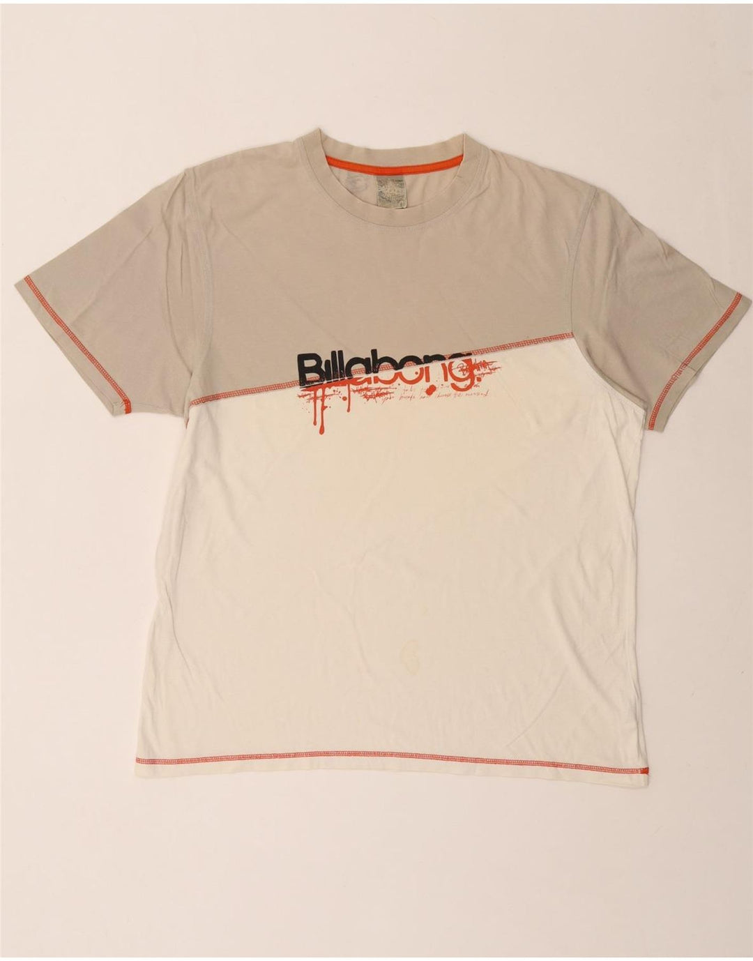BILLABONG Mens Graphic T-Shirt Top XL White Colourblock Cotton