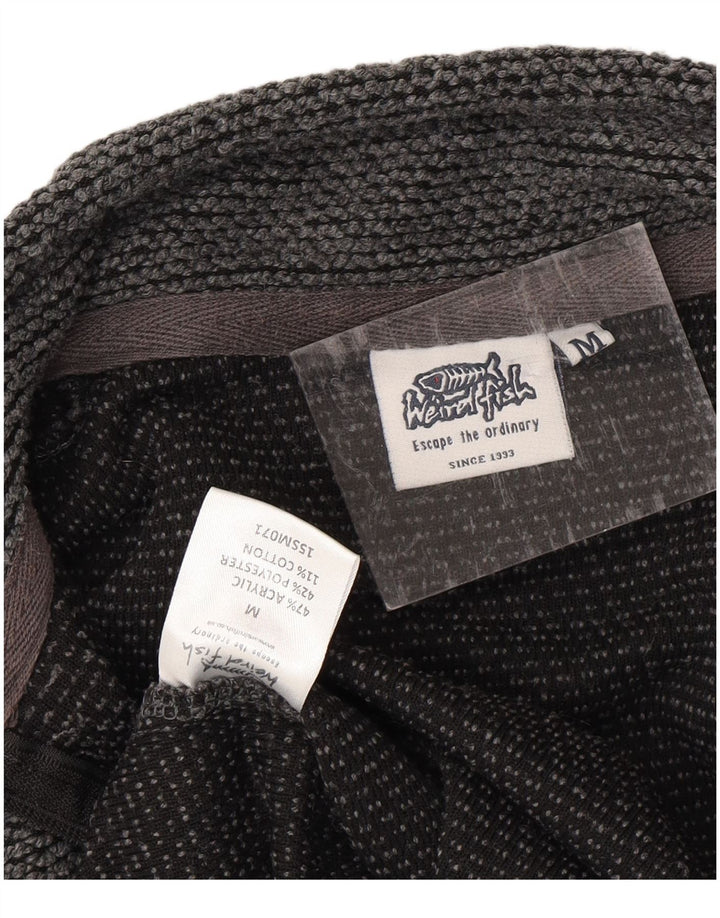 WEIRD FISH Mens Zip Neck Sweatshirt Jumper Medium Grey Acrylic