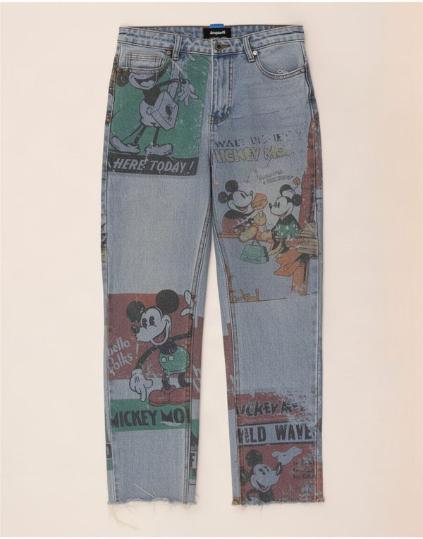 Desigual Womens Disney Straight Jeans EU 38 Medium W28 L26 Blue Patchwork