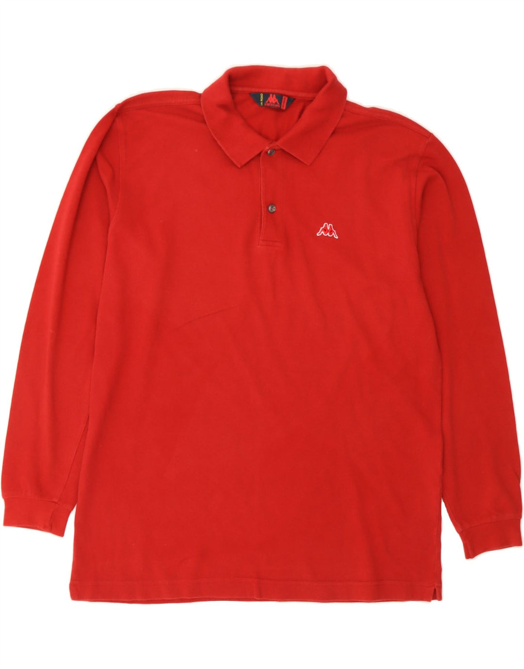 KAPPA Mens Long Sleeve Polo Shirt Medium Red Cotton Vintage Kappa and Second-Hand Kappa from Messina Hembry 