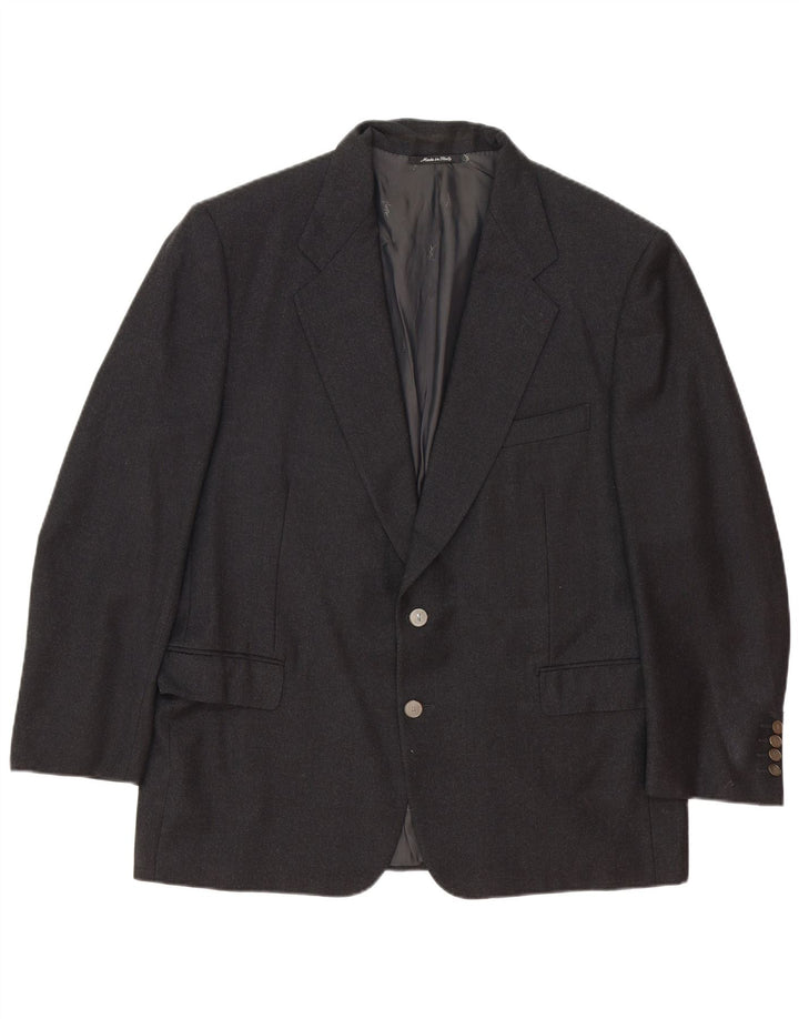 Yves Saint Laurent Mens 2 Button Blazer Jacket IT 56 3XL Grey Wool Classic