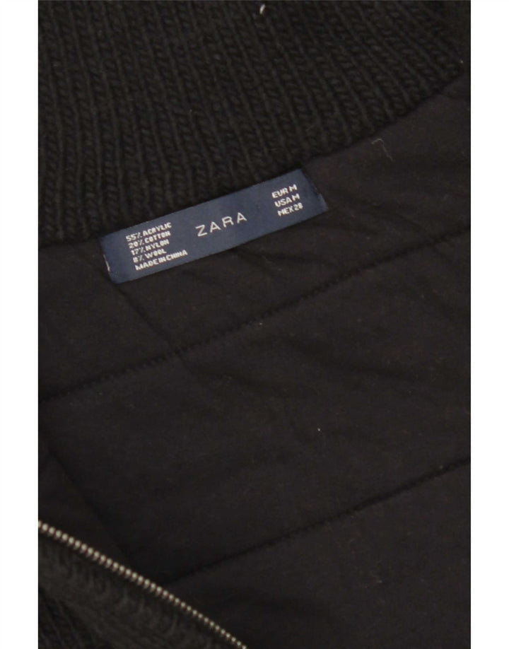 Zara Womens Knit Gilet UK 14 Medium Black Acrylic