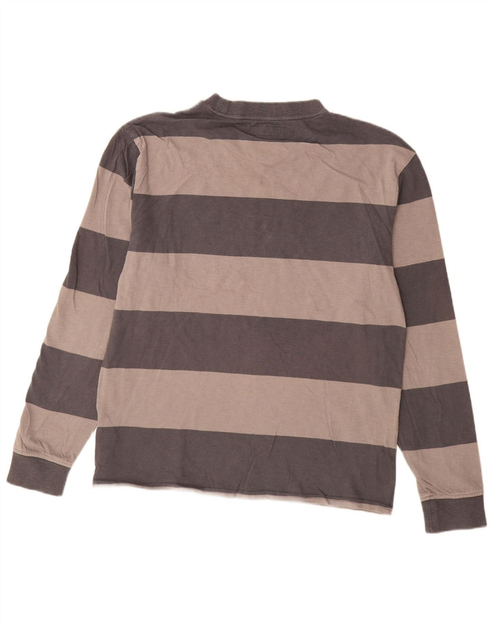 Guess Mens Graphic Top Long Sleeve Medium Grey Striped Cotton