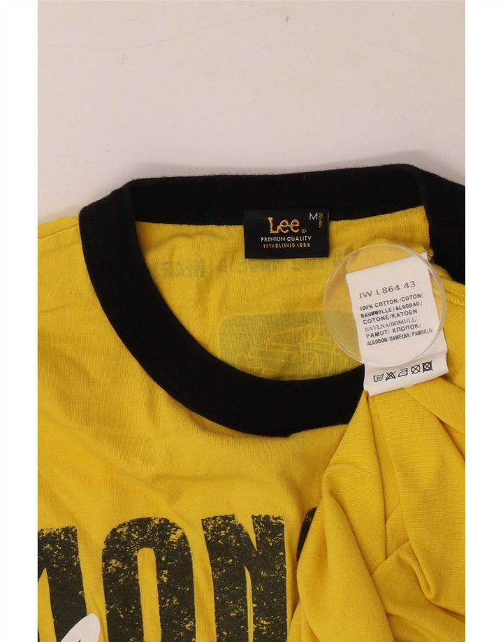 Lee Mens Graphic Top Long Sleeve Medium Yellow Colourblock Cotton