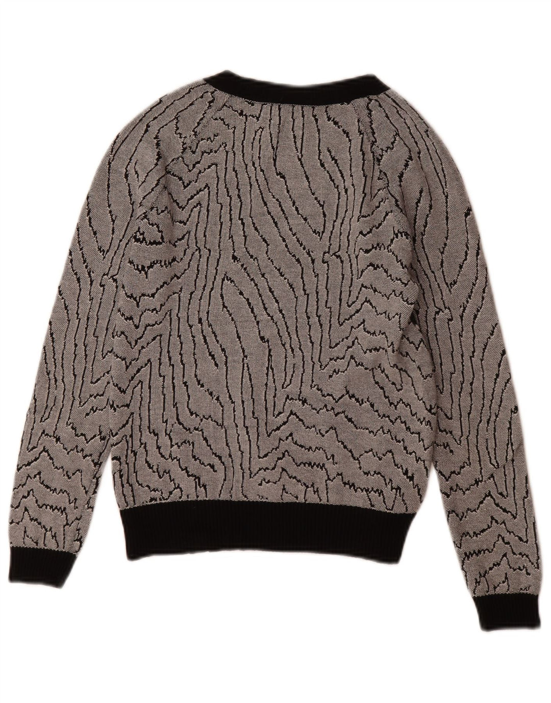 Reiss Womens Abstract Pattern Sweatshirt Jumper UK 6 XS Black Viscose